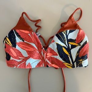 Maaji Reversible Bikini Top - Size S - Burnt Orange Palm Floral